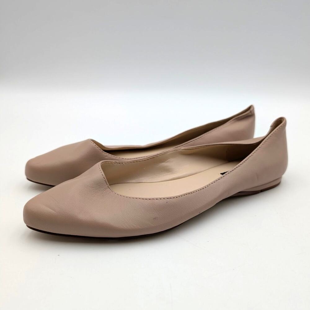 Nine West Speak Up Pointed Toe Ballet Flat Women's Nude Leather Size US7.5M EU38